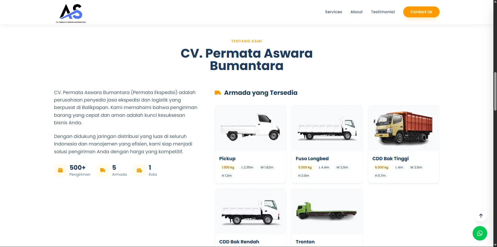 Permata Ekspedisi Landing Page